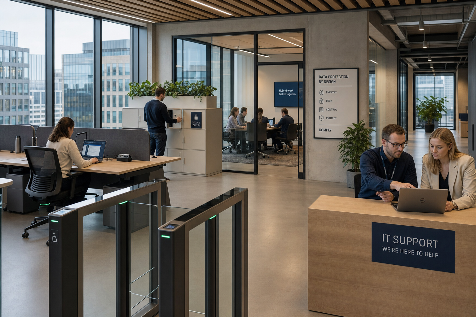 Moderne werkplek voor hybride werken