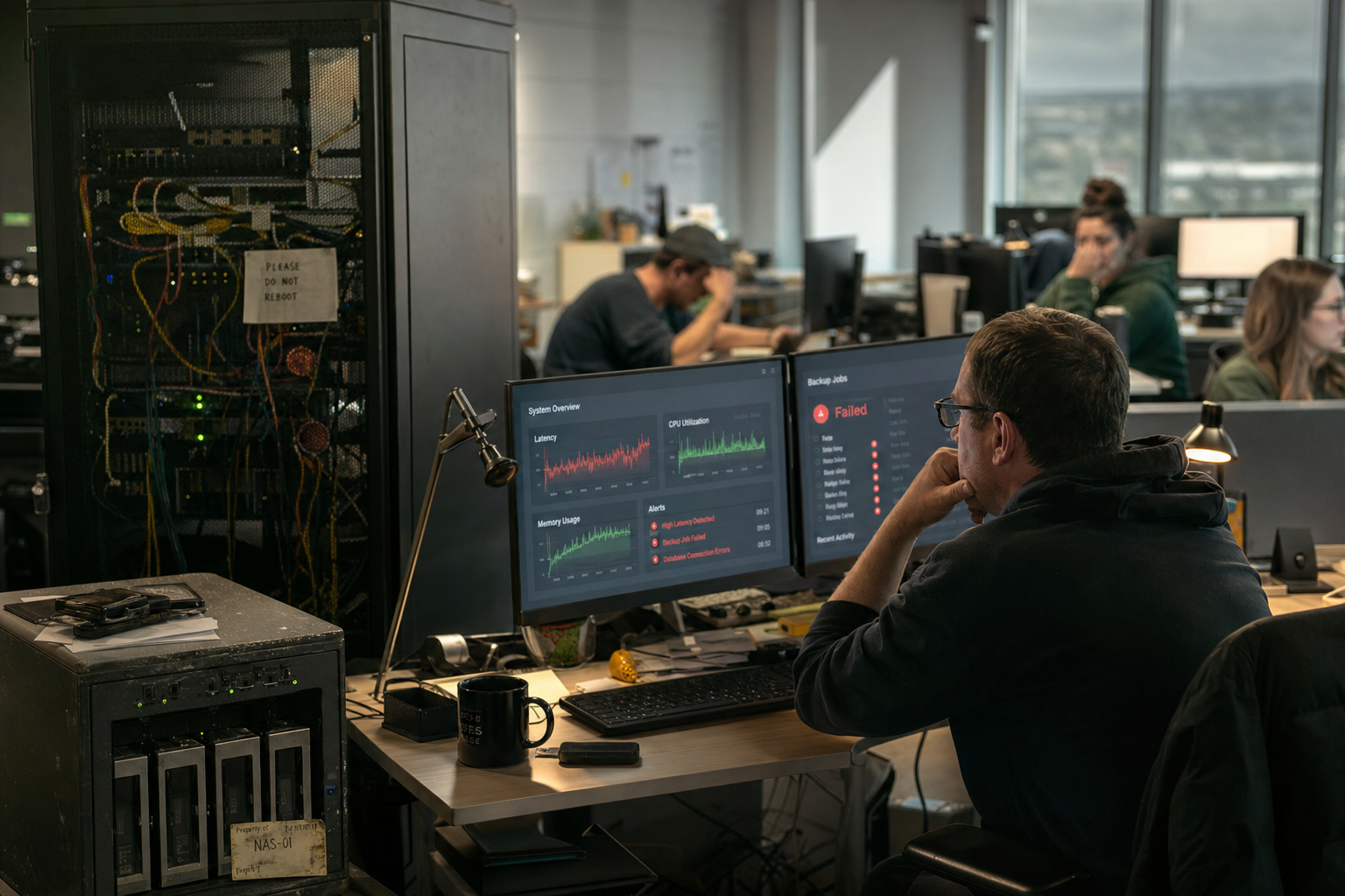 IT professional analyseert infrastructuur prestaties