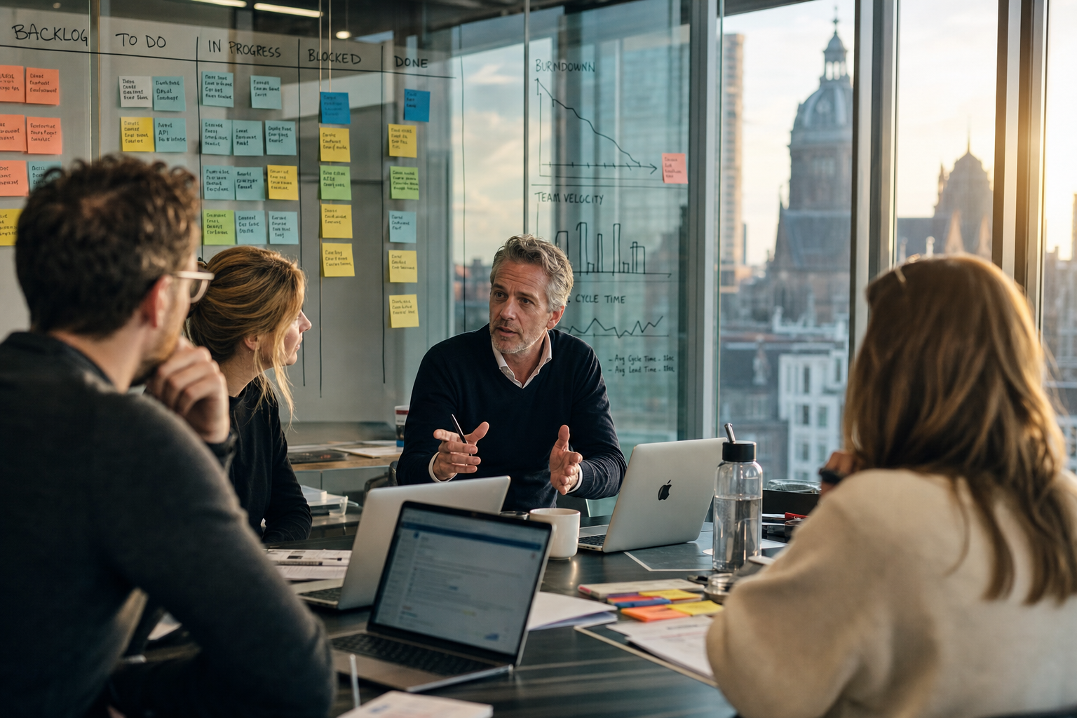 Interim product specialist werkt met team aan productvisie